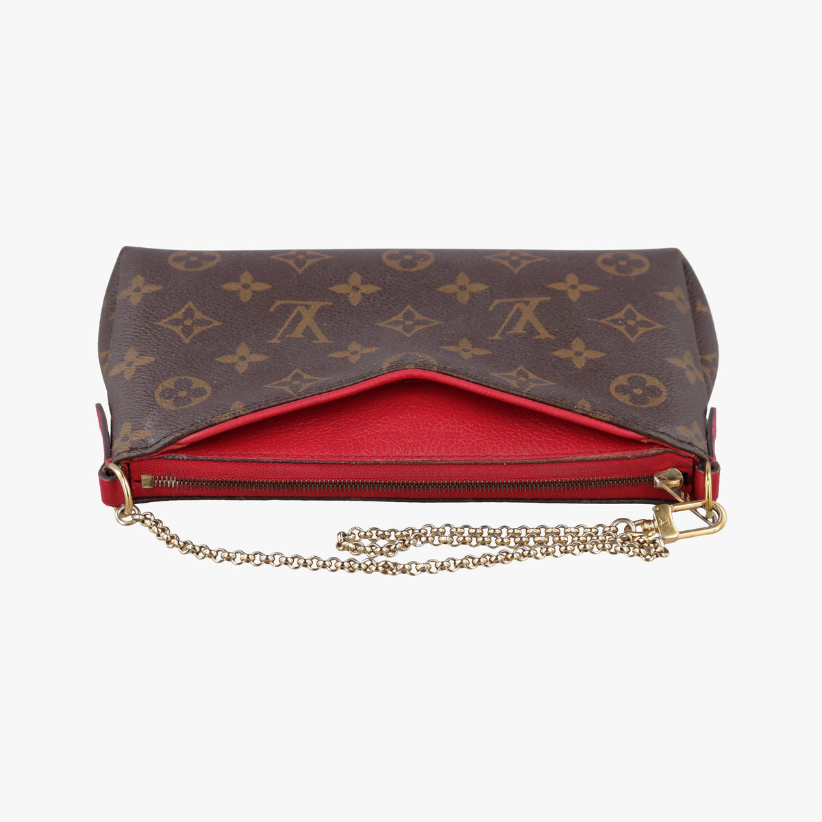 Vintage Louis Vuitton Pallas Clutch Brown x Cerise Monogram canvas M41638 shoulderbag | stylenewstar
