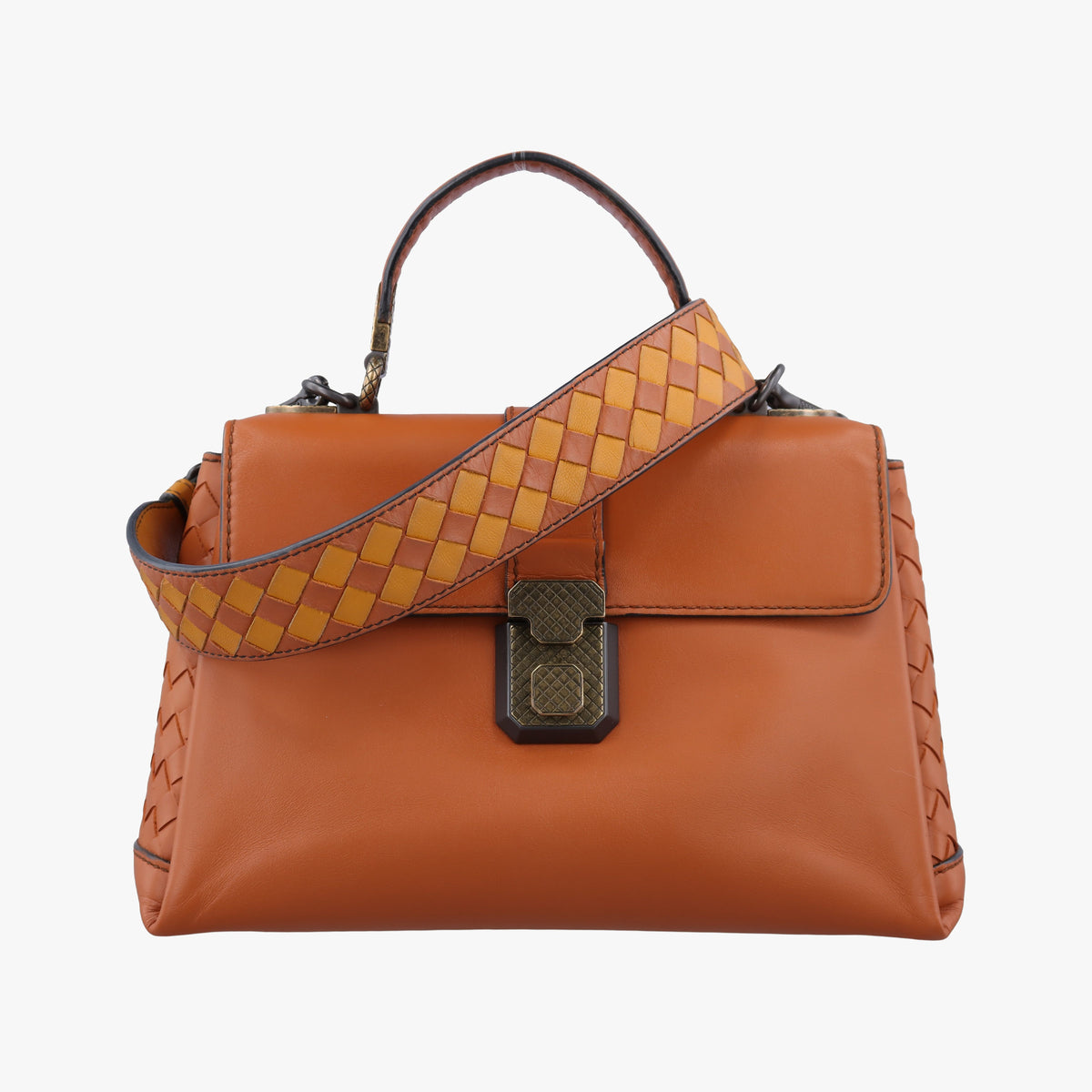 Pre-owned Bottega Veneta Piazza Orange leather  shoulderbag | stylenewstar