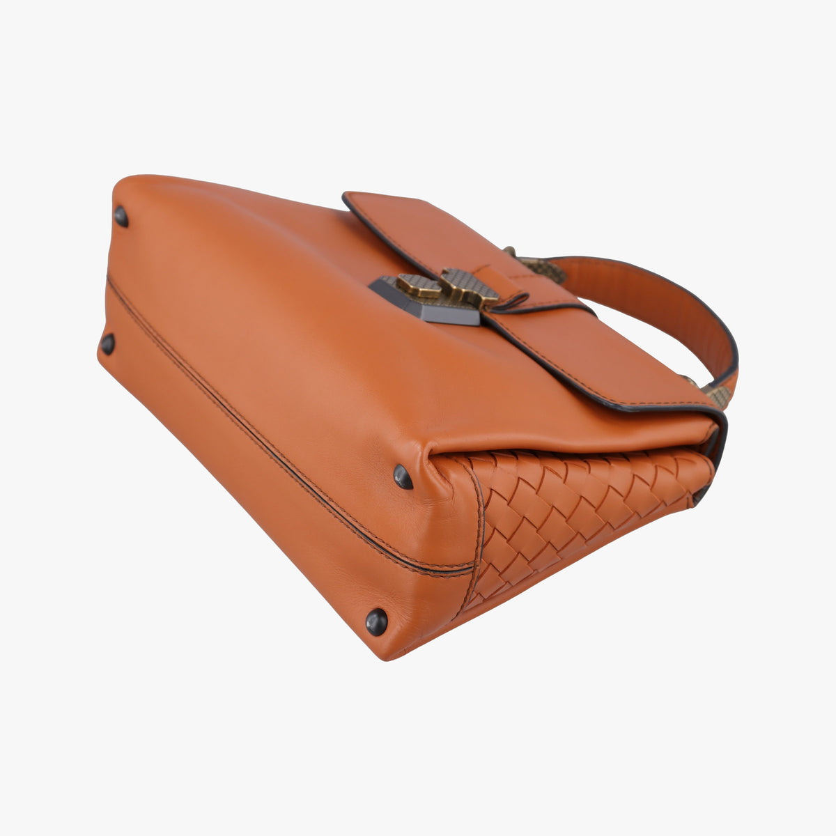 Pre-owned Bottega Veneta Piazza Orange leather  shoulderbag | stylenewstar