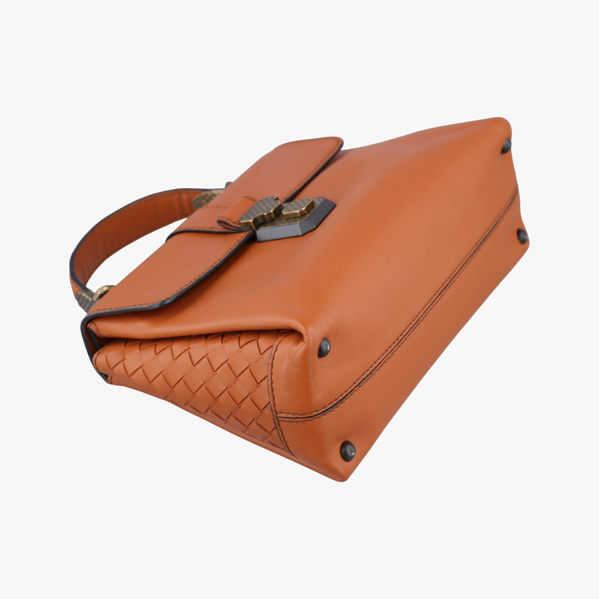 Pre-owned Bottega Veneta Piazza Orange leather  shoulderbag | stylenewstar