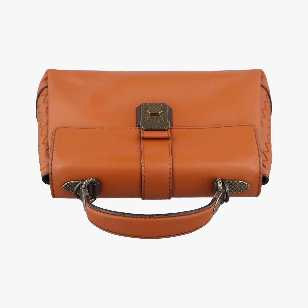 Pre-owned Bottega Veneta Piazza Orange leather  shoulderbag | stylenewstar