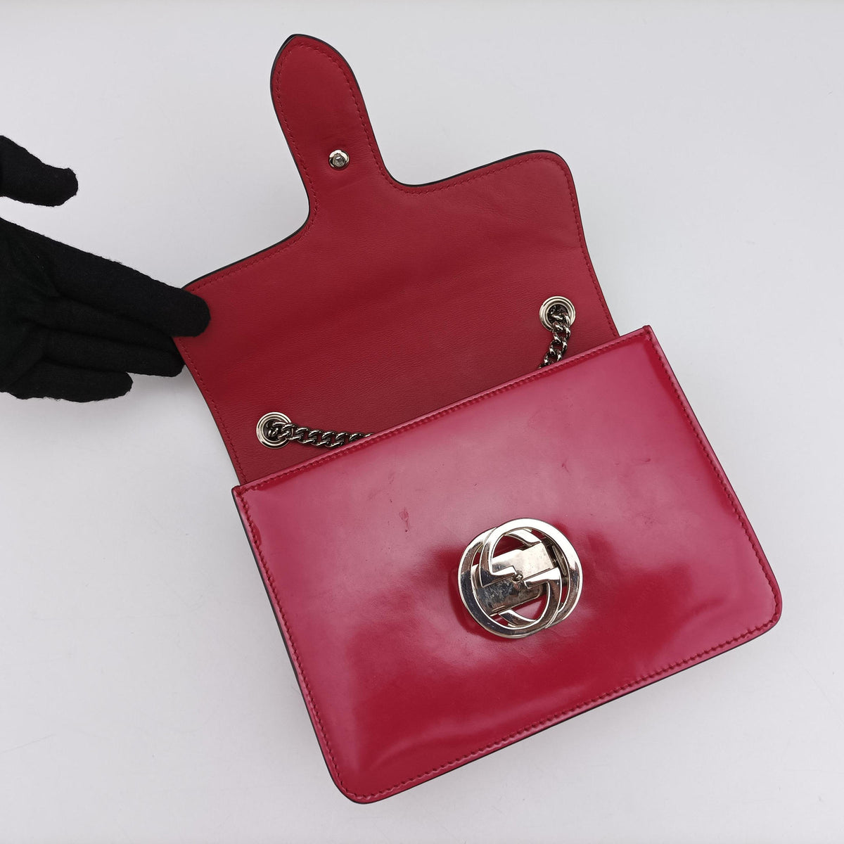 Vintage Gucci Interlocking G Rose Patent Leather 387609 shoulderbag | stylenewstar