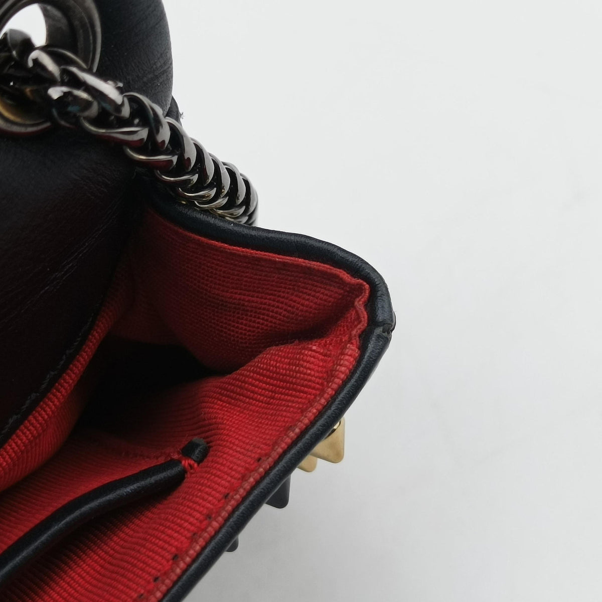 Pre-owned Christian Louboutin Sweet Charity Scarabe Spike Black Leather  shoulderbag | stylenewstar