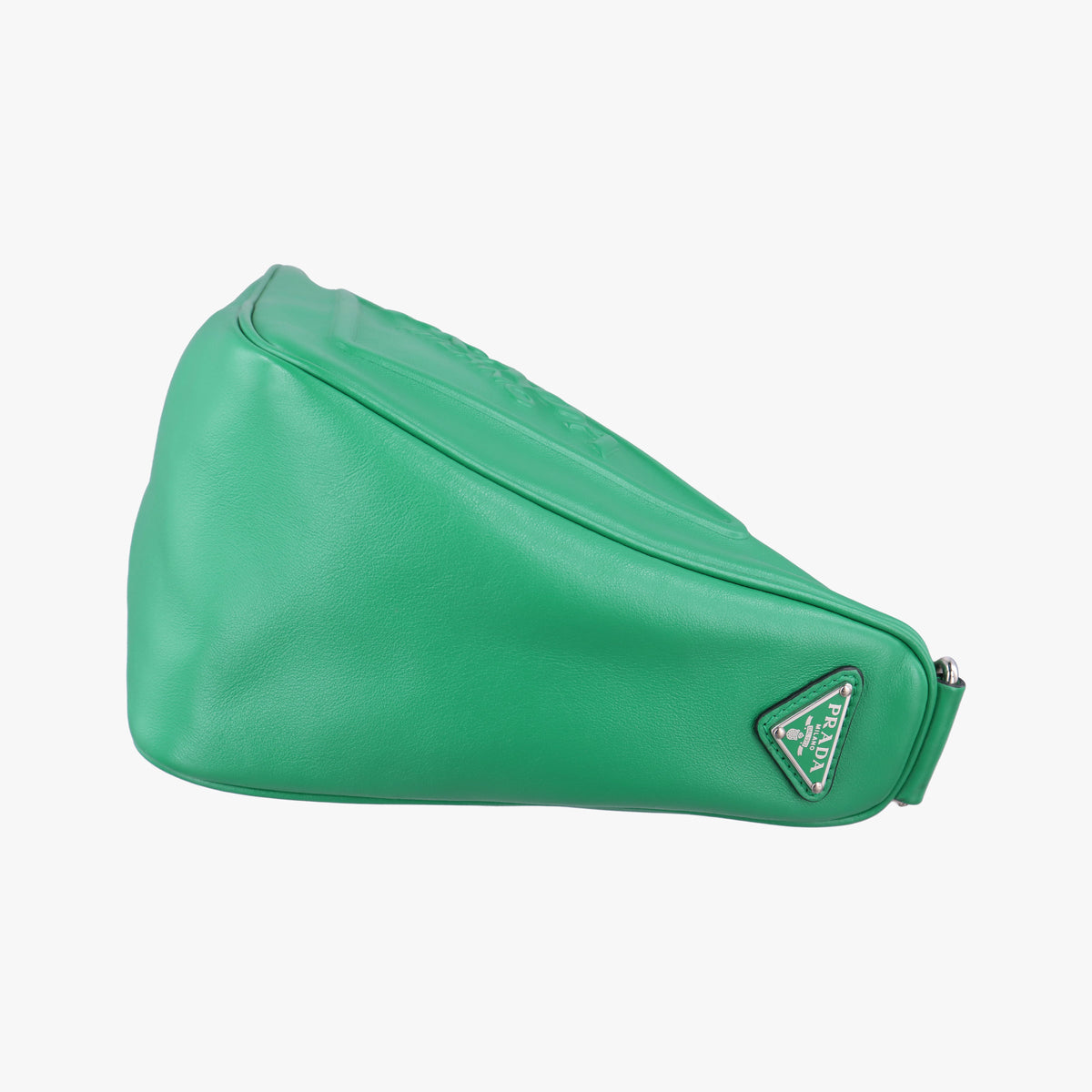 Pre-owned Prada triangle embossed logo Green Leather 1BH190 shoulderbag | stylenewstar