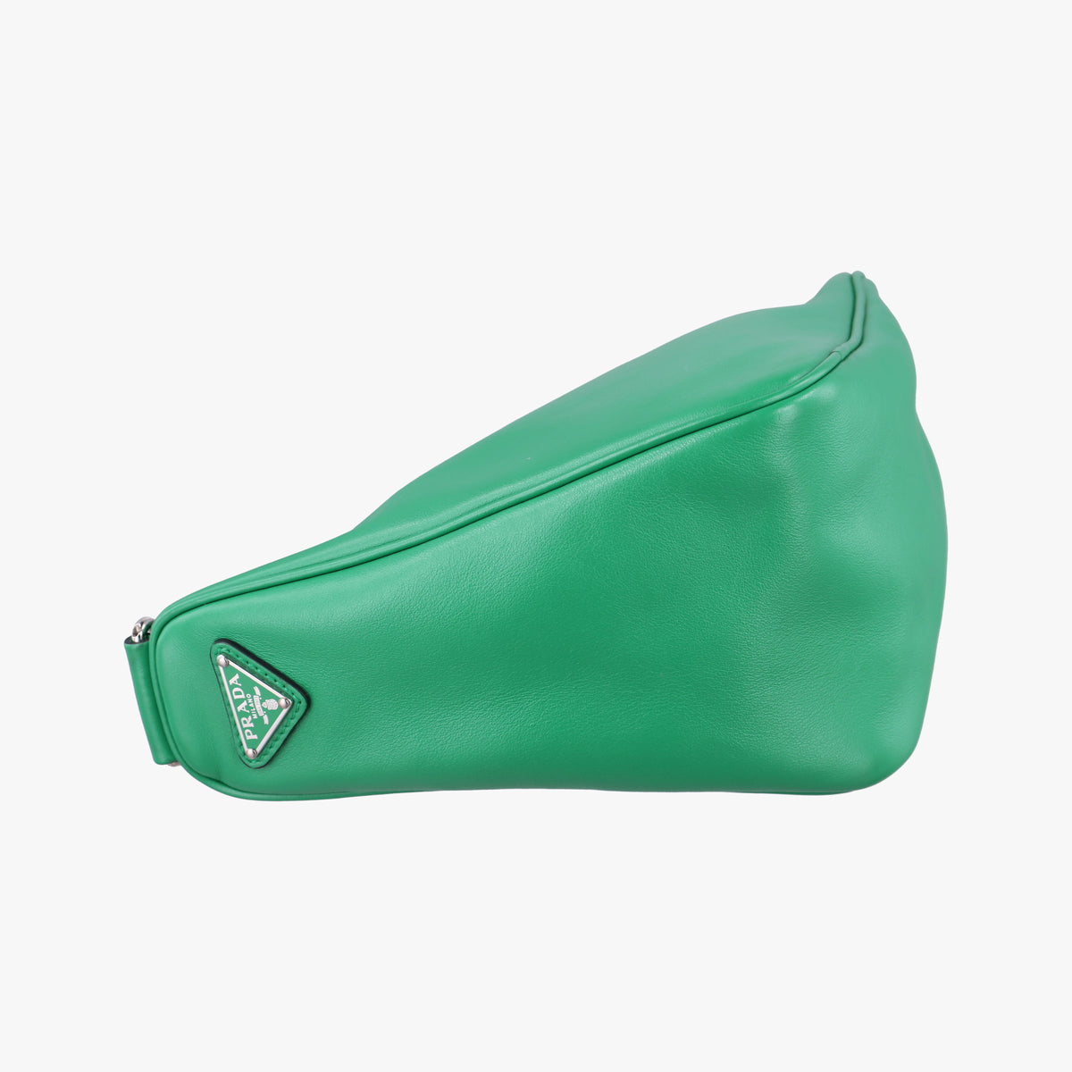 Pre-owned Prada triangle embossed logo Green Leather 1BH190 shoulderbag | stylenewstar