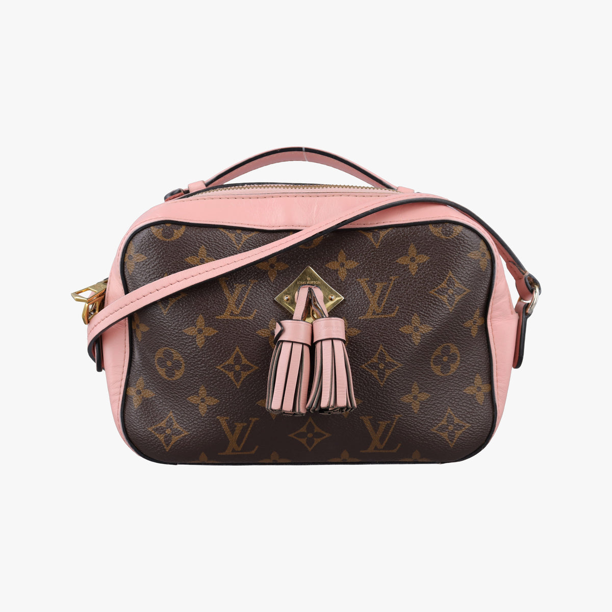 Pre-owned Louis Vuitton Saintonge MARRON×ROSE POUDRE Monogram Canvas×calf leather M44442 shoulderbag | stylenewstar