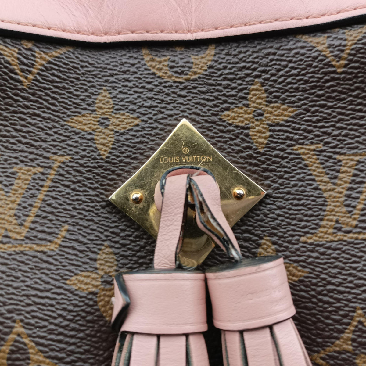 Pre-owned Louis Vuitton Saintonge MARRON×ROSE POUDRE Monogram Canvas×calf leather M44442 shoulderbag | stylenewstar