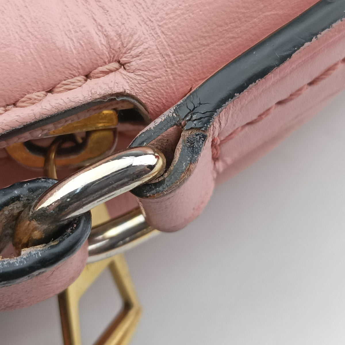 Pre-owned Louis Vuitton Saintonge MARRON×ROSE POUDRE Monogram Canvas×calf leather M44442 shoulderbag | stylenewstar