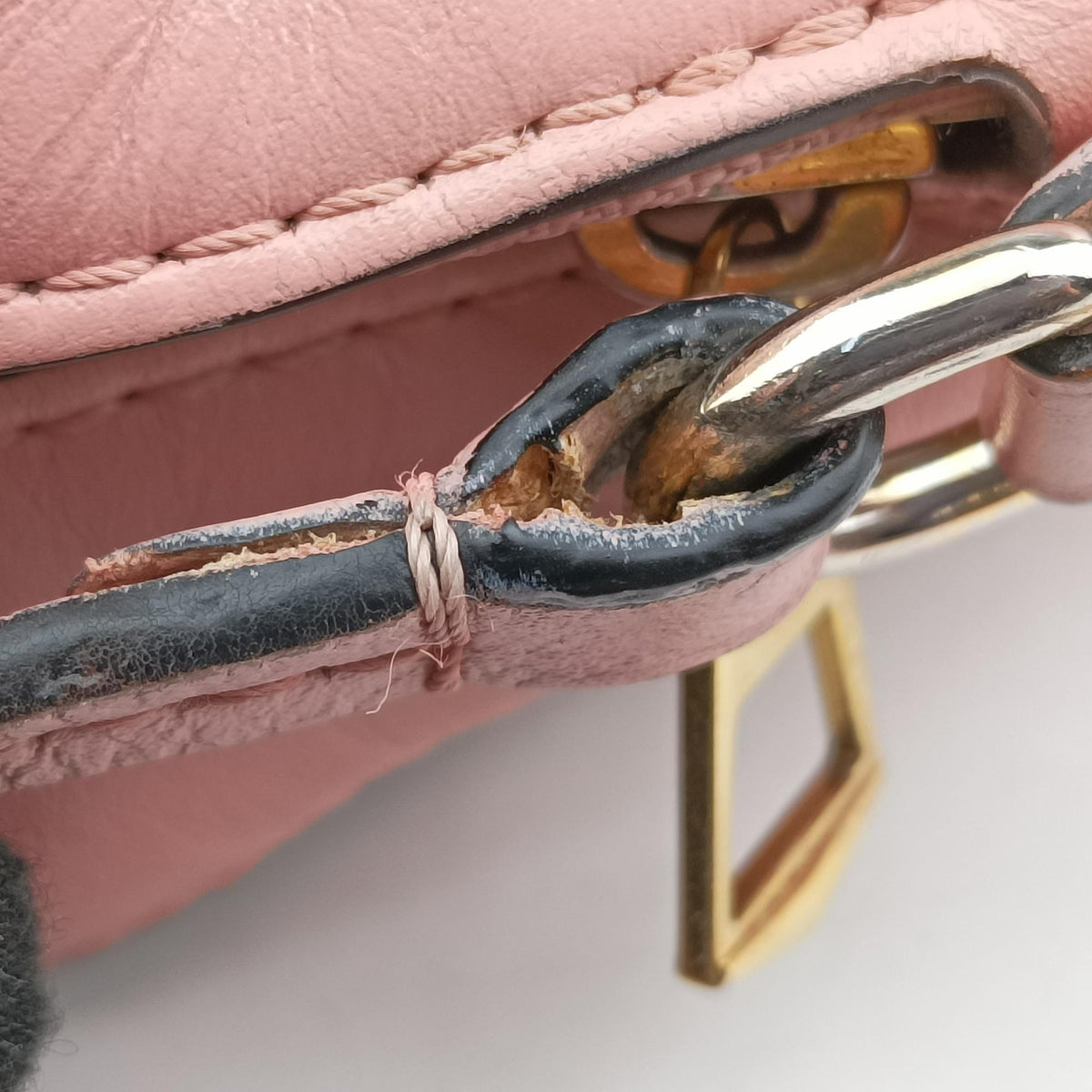 Pre-owned Louis Vuitton Saintonge MARRON×ROSE POUDRE Monogram Canvas×calf leather M44442 shoulderbag | stylenewstar