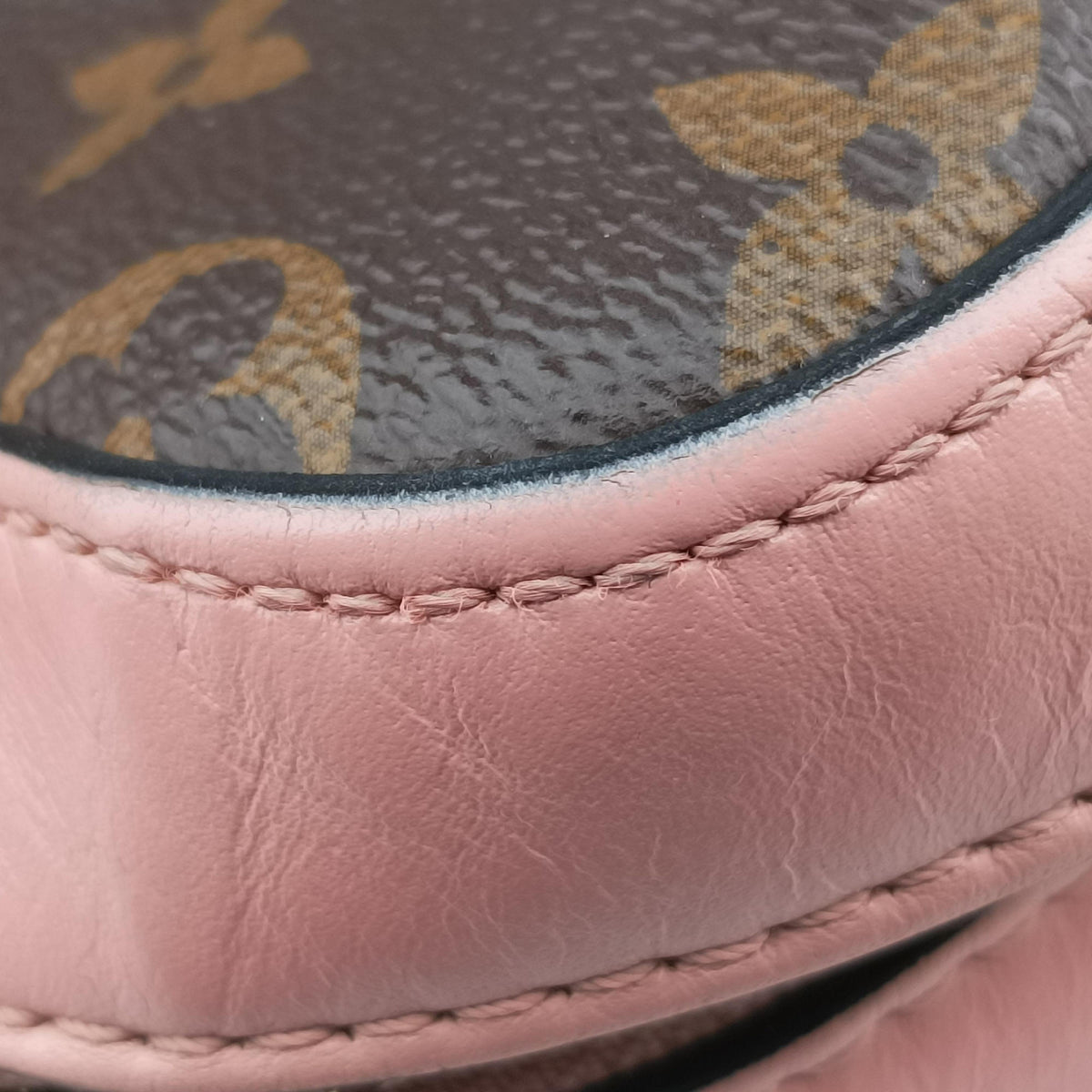 Pre-owned Louis Vuitton Saintonge MARRON×ROSE POUDRE Monogram Canvas×calf leather M44442 shoulderbag | stylenewstar