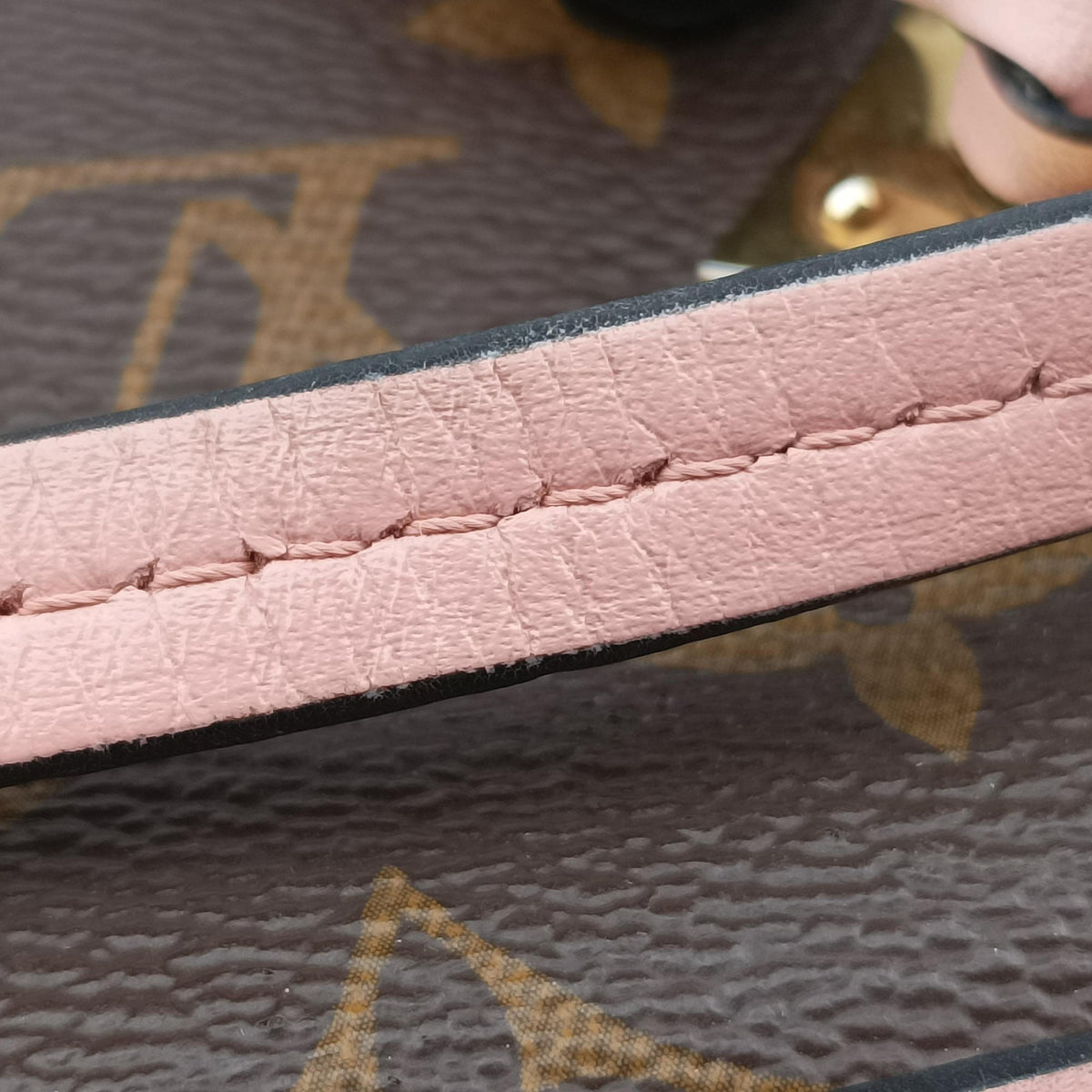 Pre-owned Louis Vuitton Saintonge MARRON×ROSE POUDRE Monogram Canvas×calf leather M44442 shoulderbag | stylenewstar