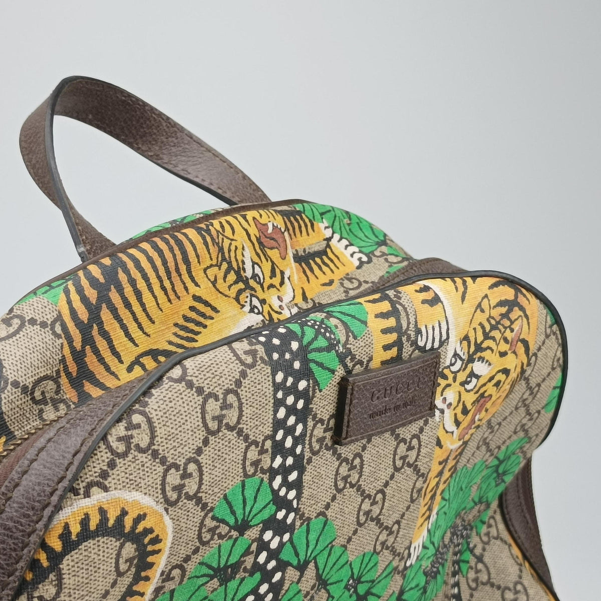 Pre-owned Gucci GG Supreme Bengal Beige×Multicolour PVC coated canvas×Leather 428027 backpack/rucksack | stylenewstar