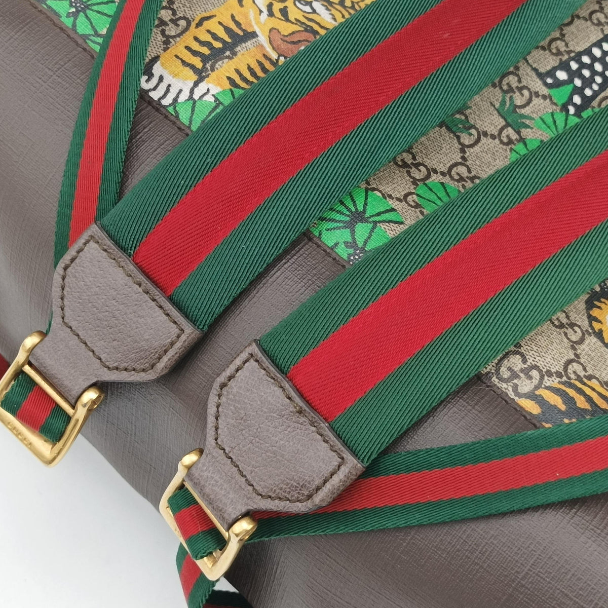 Pre-owned Gucci GG Supreme Bengal Beige×Multicolour PVC coated canvas×Leather 428027 backpack/rucksack | stylenewstar