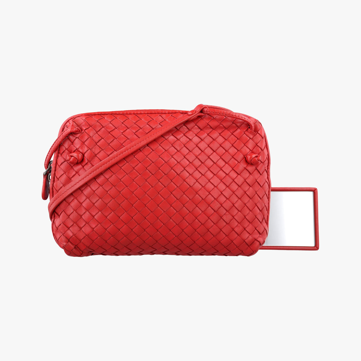 Vintage Bottega Veneta Nodini Intrecciato Red Lambskin  shoulderbag | stylenewstar