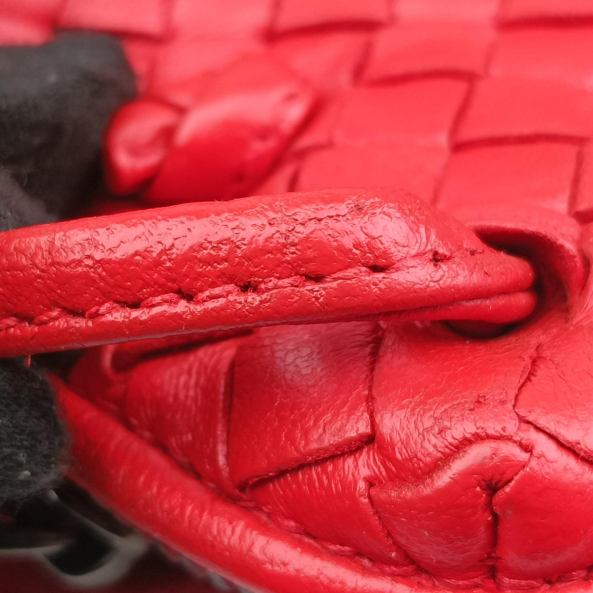 Vintage Bottega Veneta Nodini Intrecciato Red Lambskin  shoulderbag | stylenewstar
