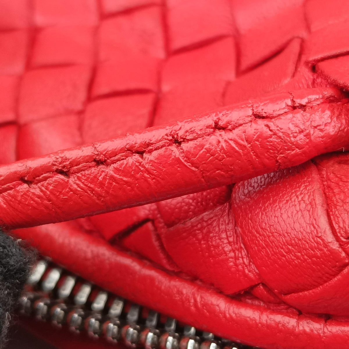 Vintage Bottega Veneta Nodini Intrecciato Red Lambskin  shoulderbag | stylenewstar