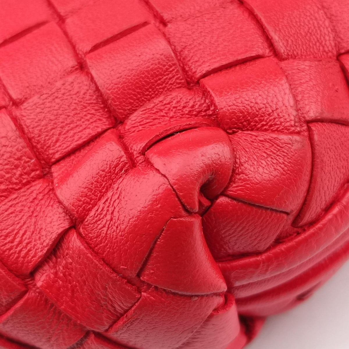 Vintage Bottega Veneta Nodini Intrecciato Red Lambskin  shoulderbag | stylenewstar