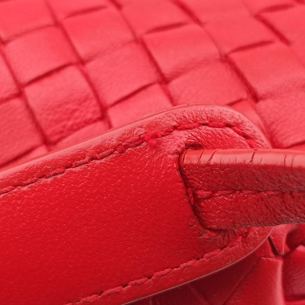 Vintage Bottega Veneta Nodini Intrecciato Red Lambskin  shoulderbag | stylenewstar