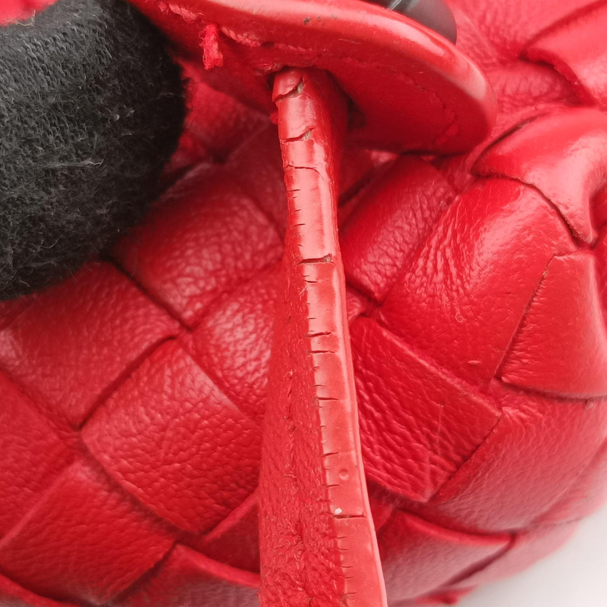 Vintage Bottega Veneta Nodini Intrecciato Red Lambskin  shoulderbag | stylenewstar