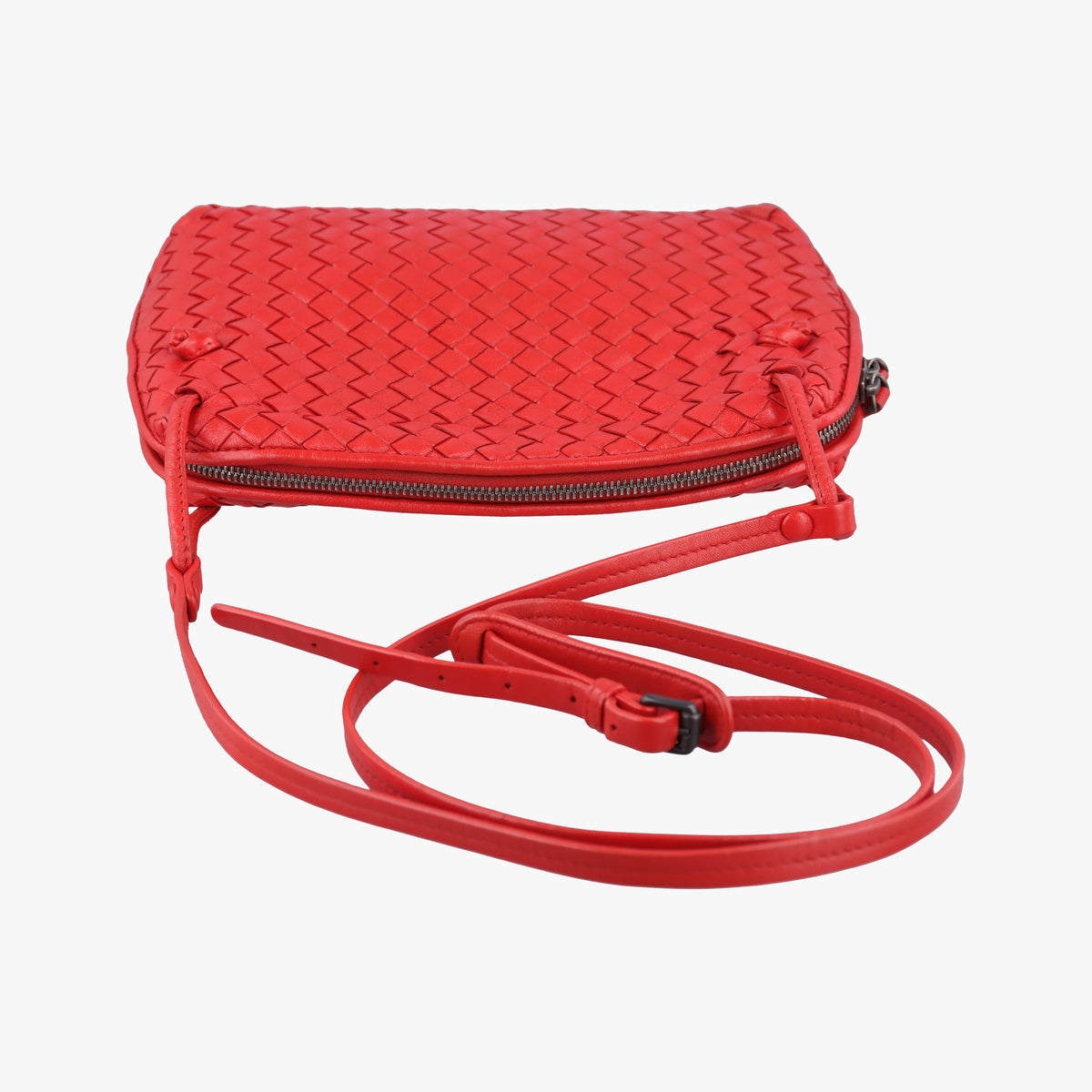 Vintage Bottega Veneta Nodini Intrecciato Red Lambskin  shoulderbag | stylenewstar