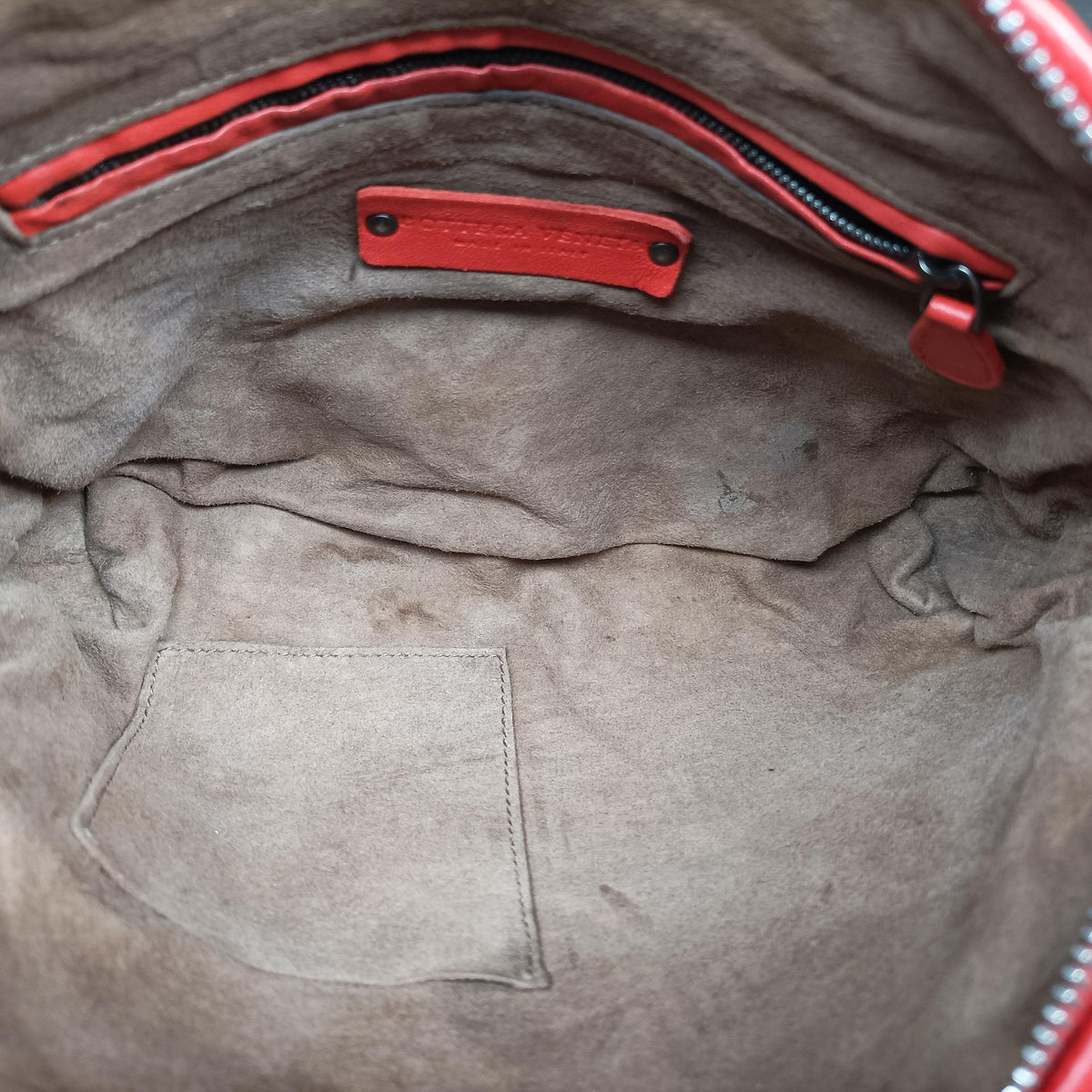Vintage Bottega Veneta Nodini Intrecciato Red Lambskin  shoulderbag | stylenewstar