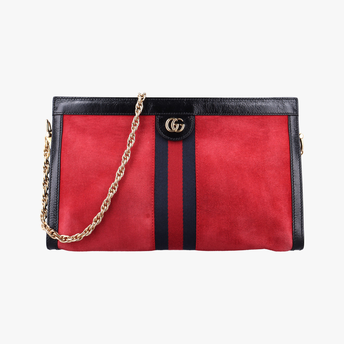 Pre-owned Gucci Ophidia Red×black suede×leather 503876 shoulderbag | stylenewstar