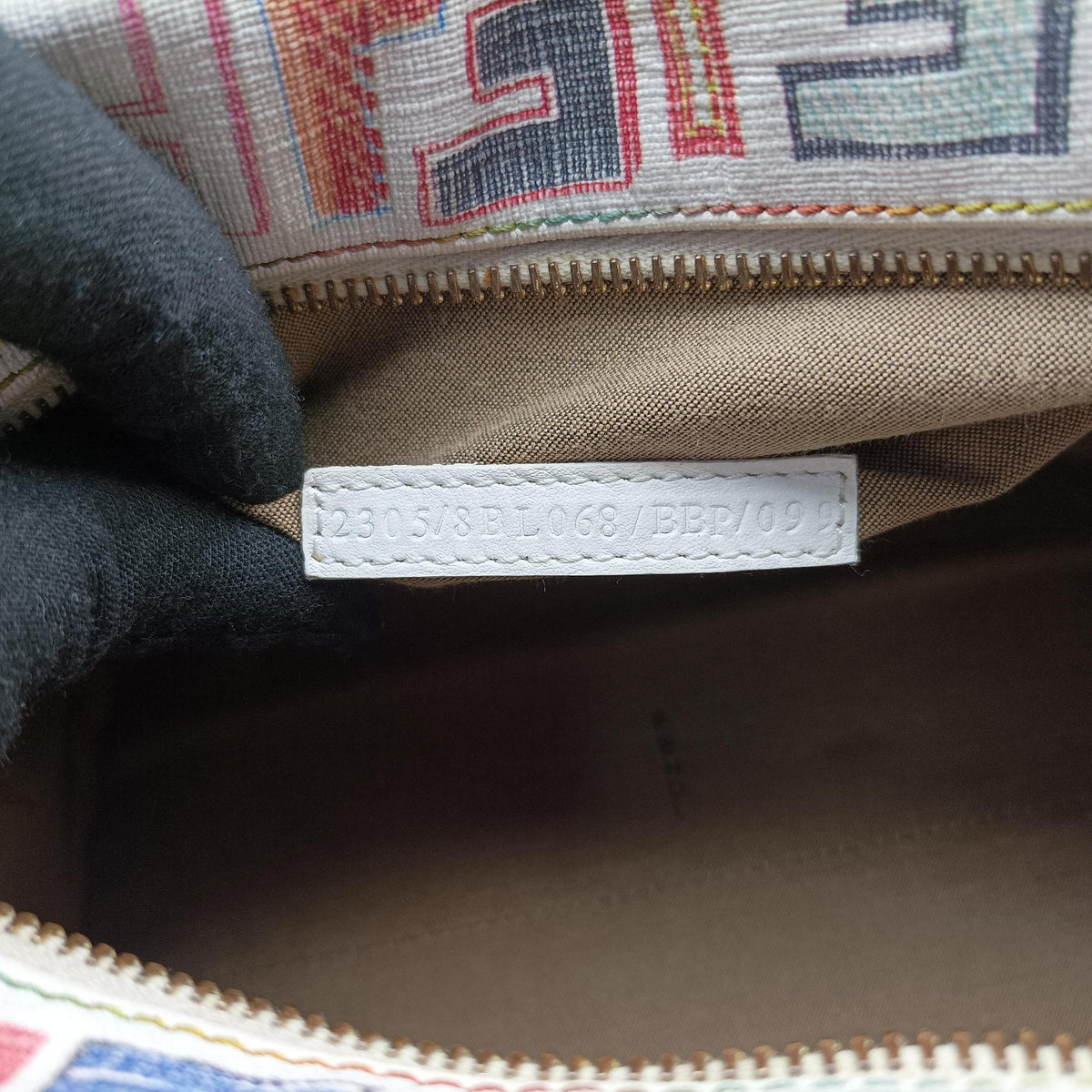 Pre-owned Fendi Zucca Boston White x Multicolor PVC coated canvas 8BL068 handbag | stylenewstar