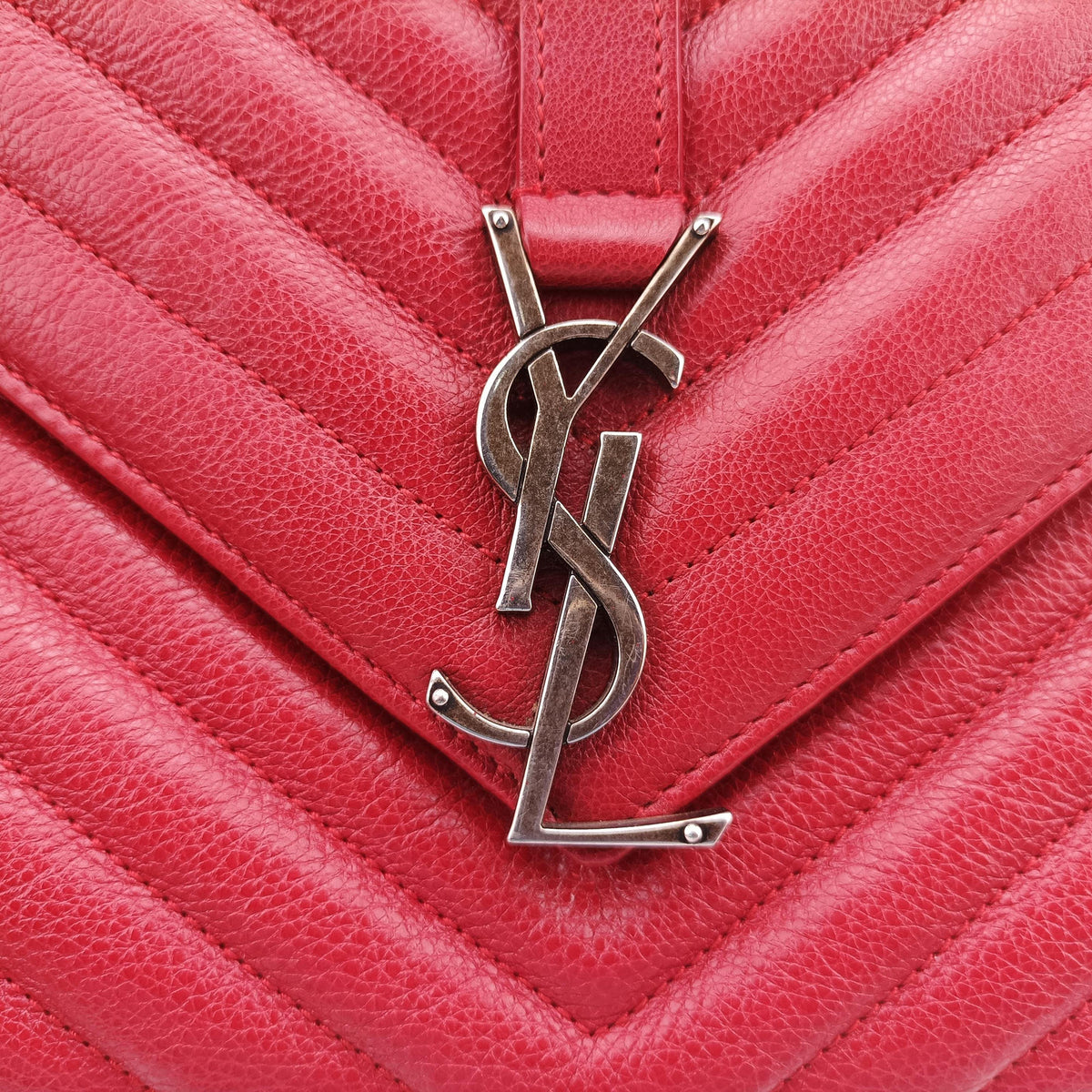 Pre-owned Yves Saint Laurent COLLEGE Red Leather 428056 shoulderbag | stylenewstar