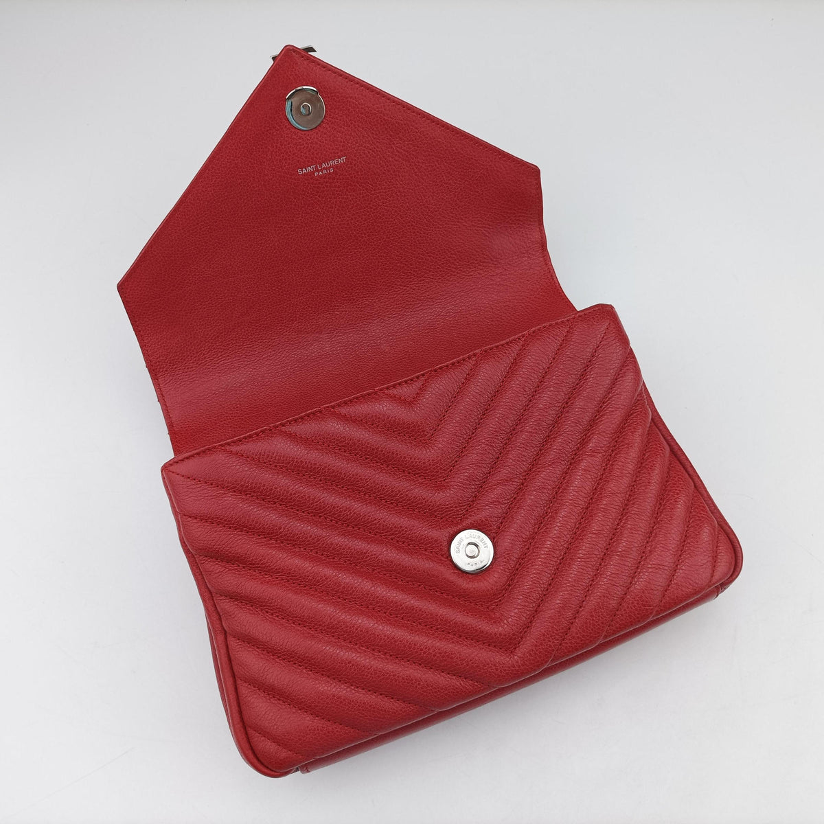 Pre-owned Yves Saint Laurent COLLEGE Red Leather 428056 shoulderbag | stylenewstar