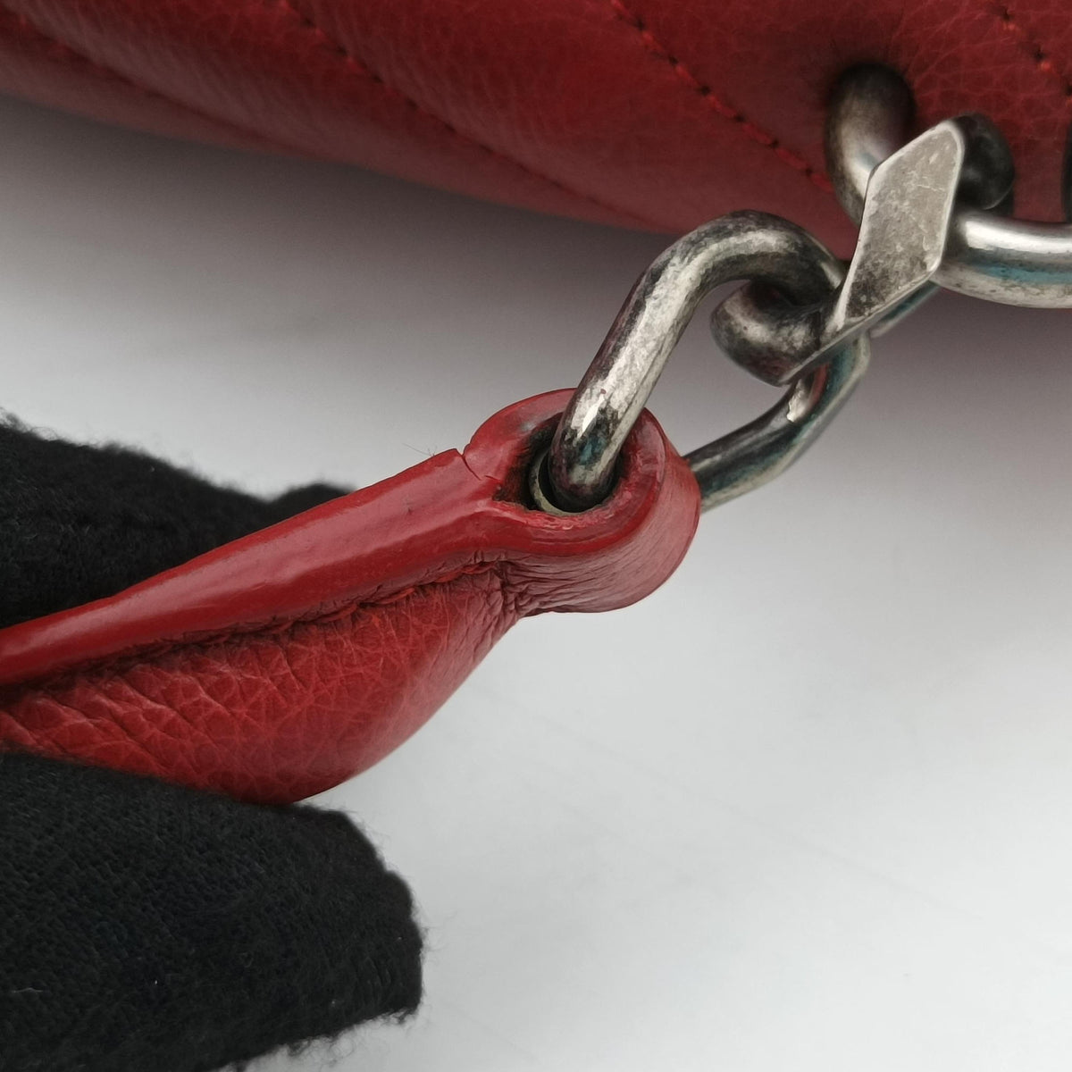Pre-owned Yves Saint Laurent COLLEGE Red Leather 428056 shoulderbag | stylenewstar