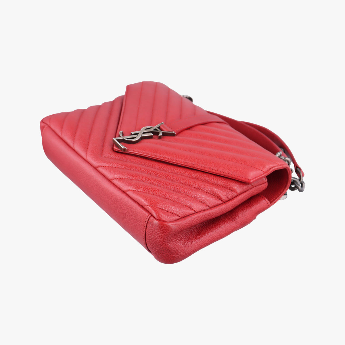 Pre-owned Yves Saint Laurent COLLEGE Red Leather 428056 shoulderbag | stylenewstar
