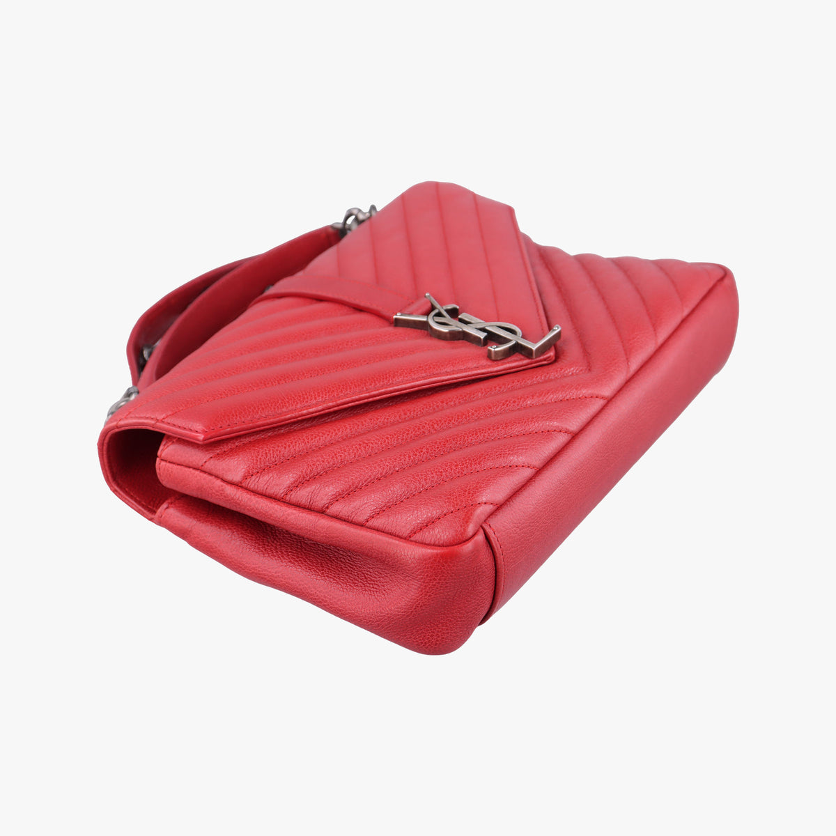 Pre-owned Yves Saint Laurent COLLEGE Red Leather 428056 shoulderbag | stylenewstar