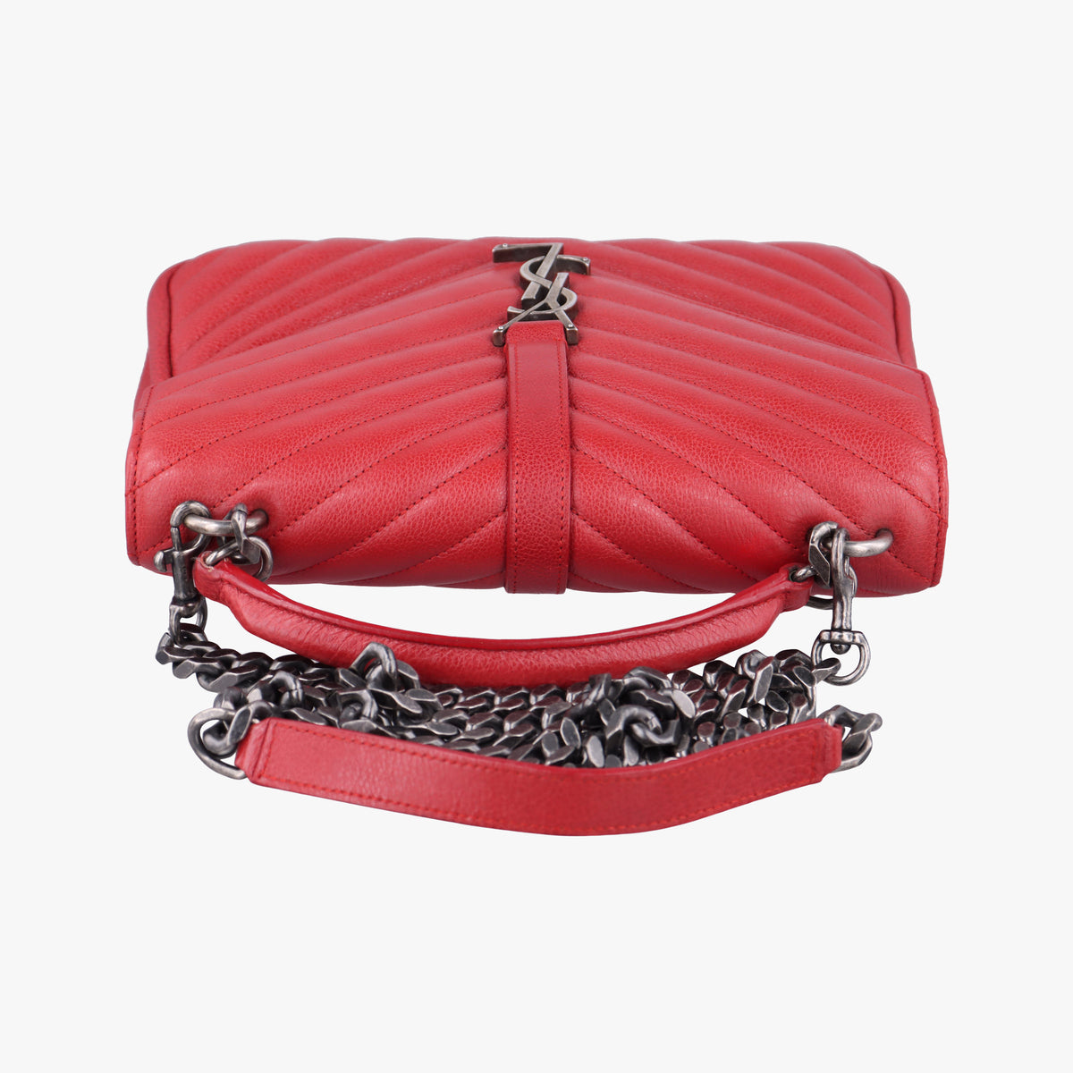 Pre-owned Yves Saint Laurent COLLEGE Red Leather 428056 shoulderbag | stylenewstar