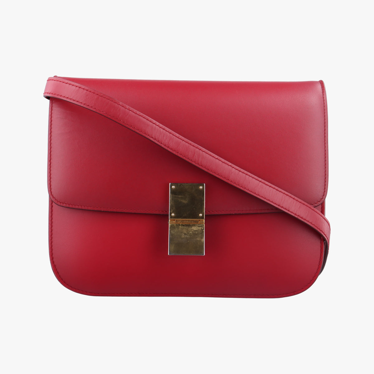 Pre-owned Celine Classic Box Red Leather  shoulderbag | stylenewstar