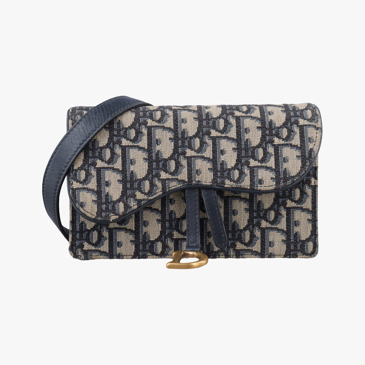 Pre-owned Christian Dior Saddle Navy Jacquard x Leather  bum bag/waist bag | stylenewstar