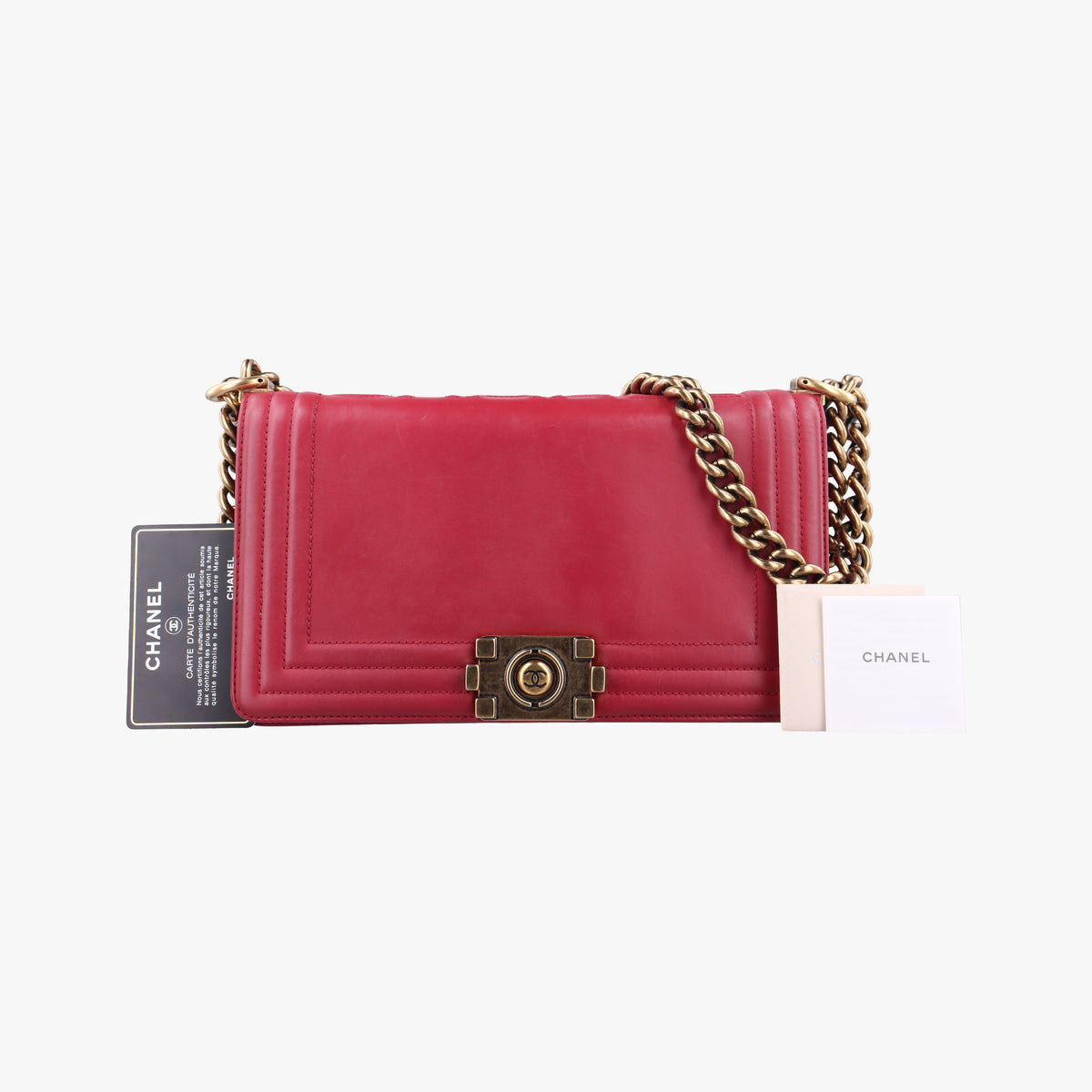 Pre-owned Chanel BOY CHANEL Red Leather A66713 shoulderbag | stylenewstar