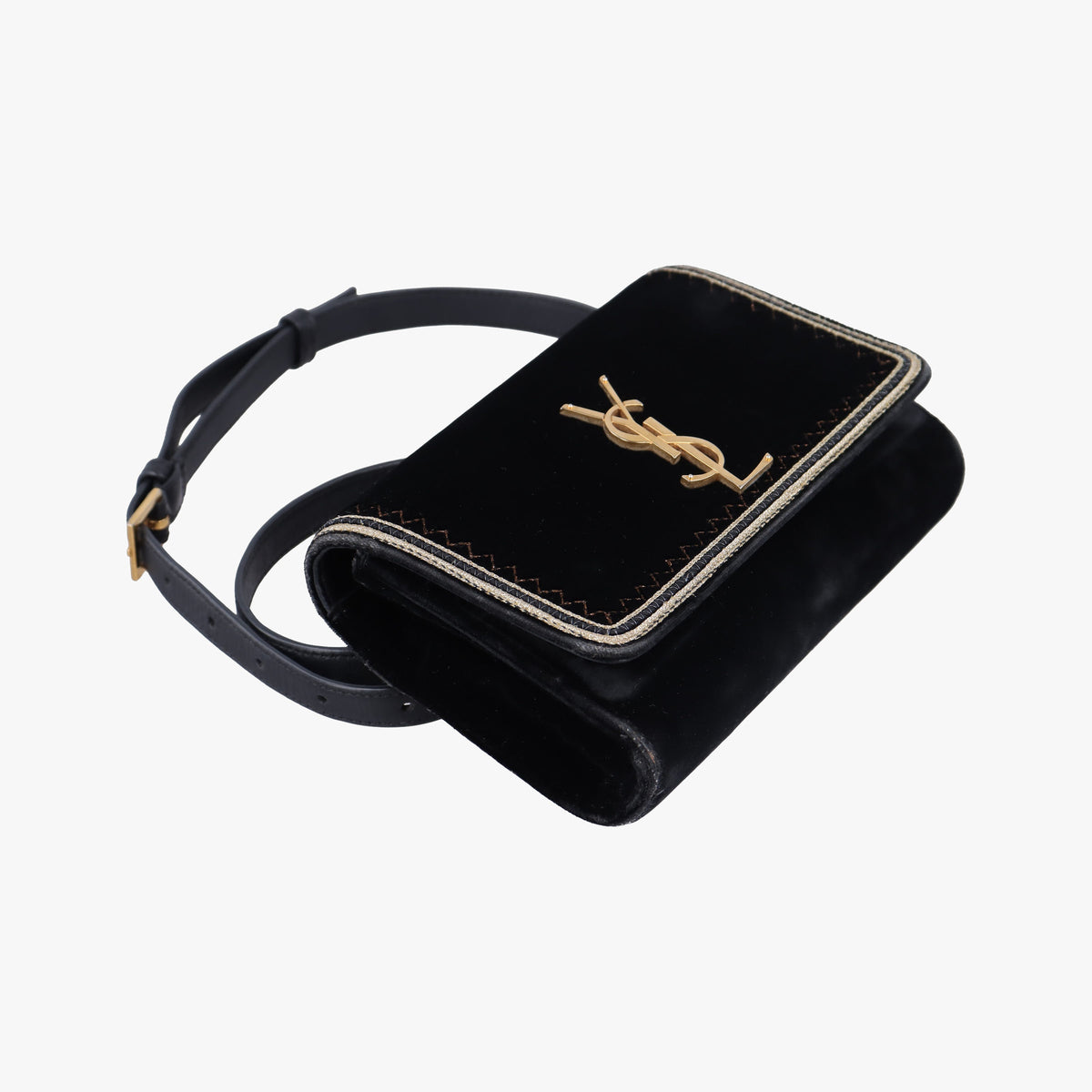 Pre-owned Yves Saint Laurent KATE Black velour 534396 bum bag/waist bag | stylenewstar