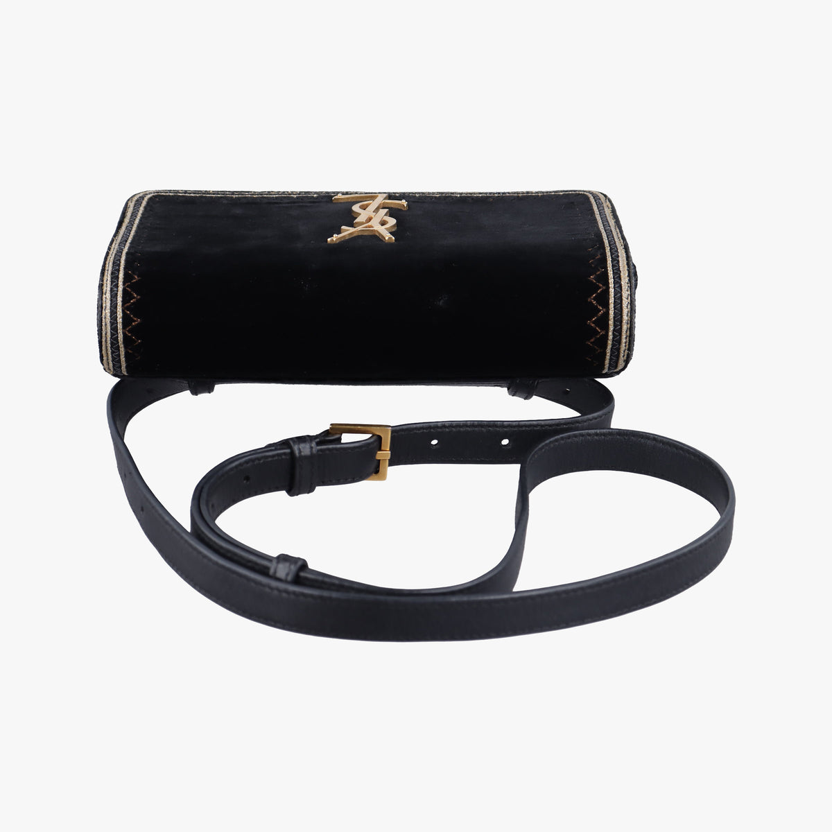Pre-owned Yves Saint Laurent KATE Black velour 534396 bum bag/waist bag | stylenewstar
