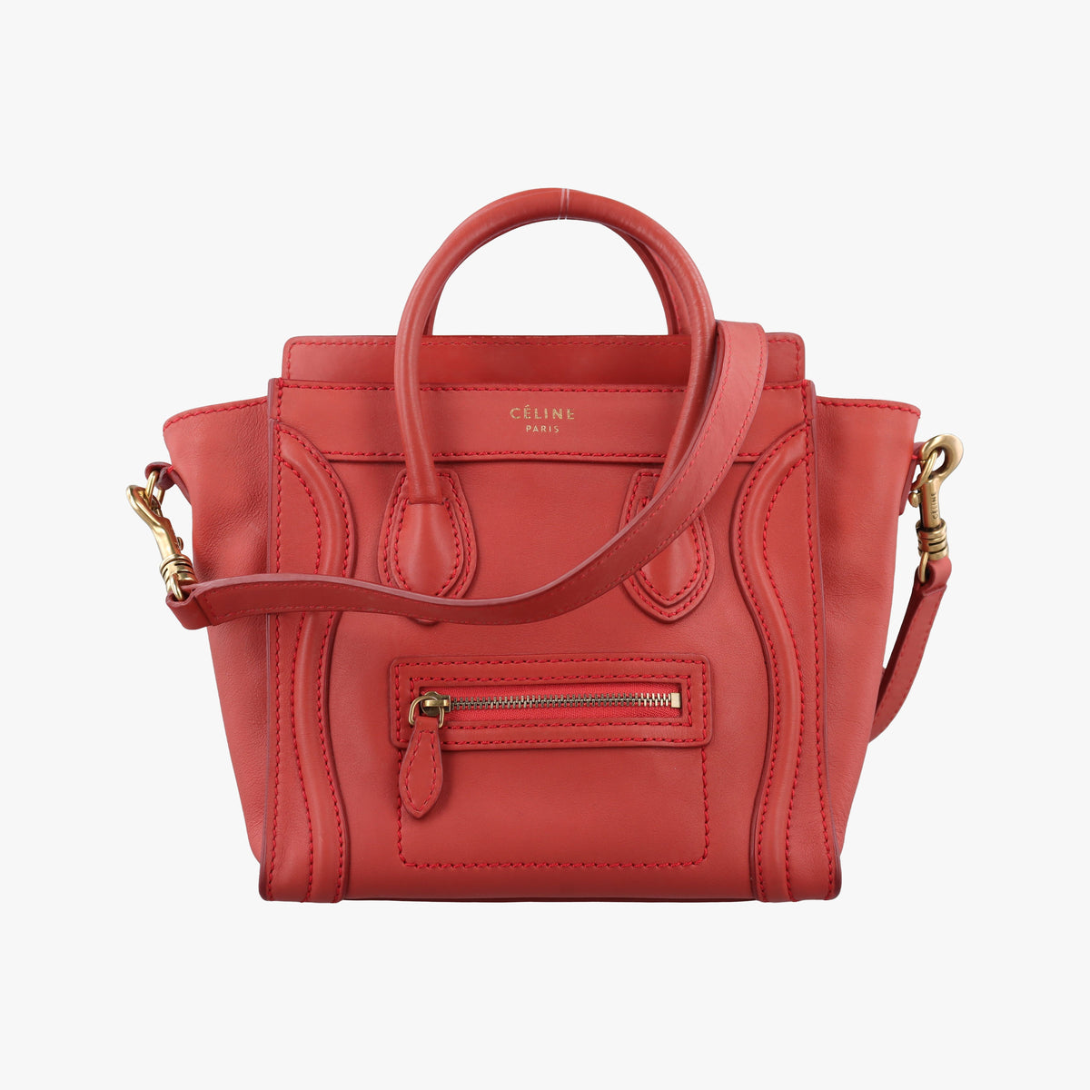 Pre-owned Celine luggage nano shopper Orange Leather  shoulderbag | stylenewstar