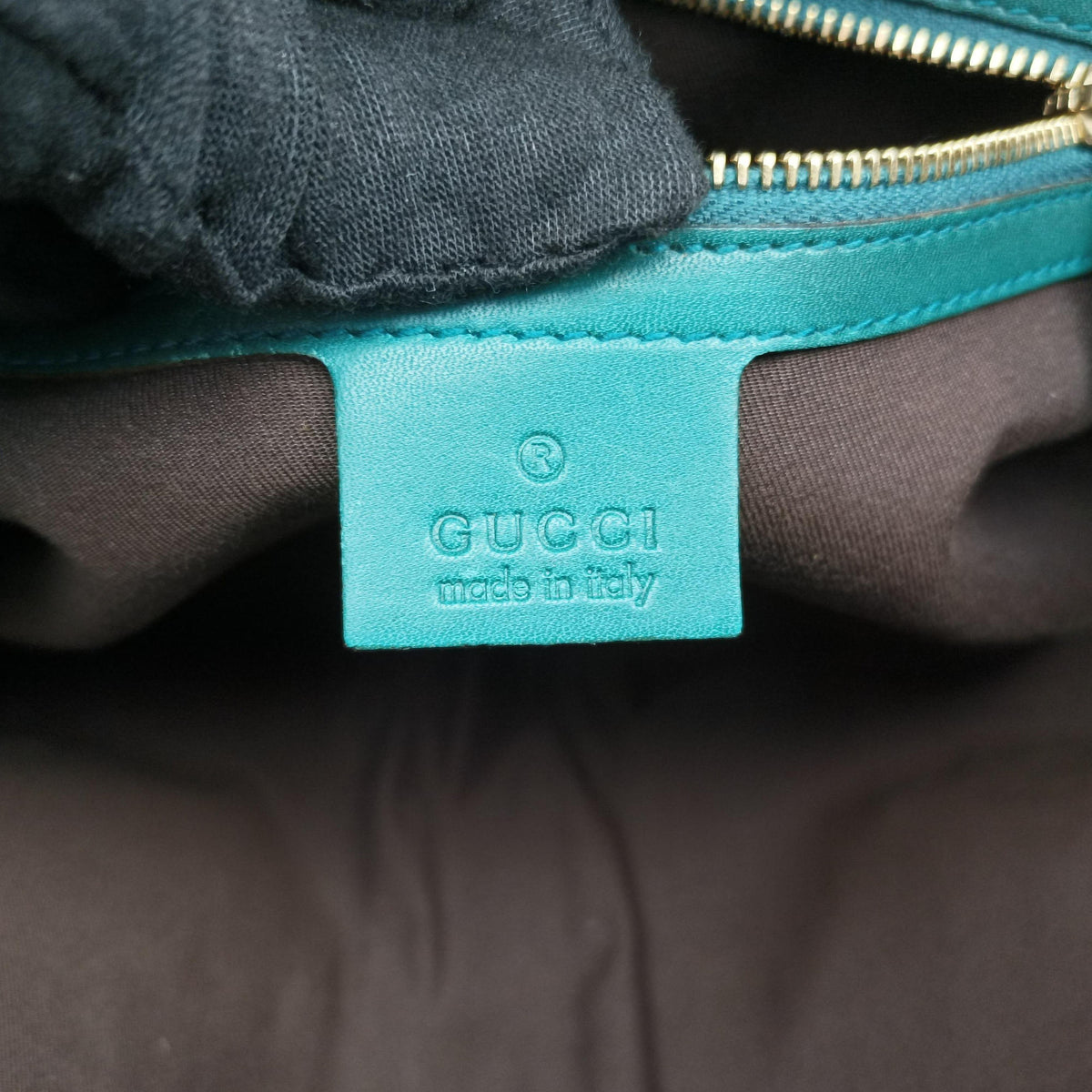 Pre-owned Gucci New Jackie Blue×Green Leather×canvas 124407 shoulderbag | stylenewstar