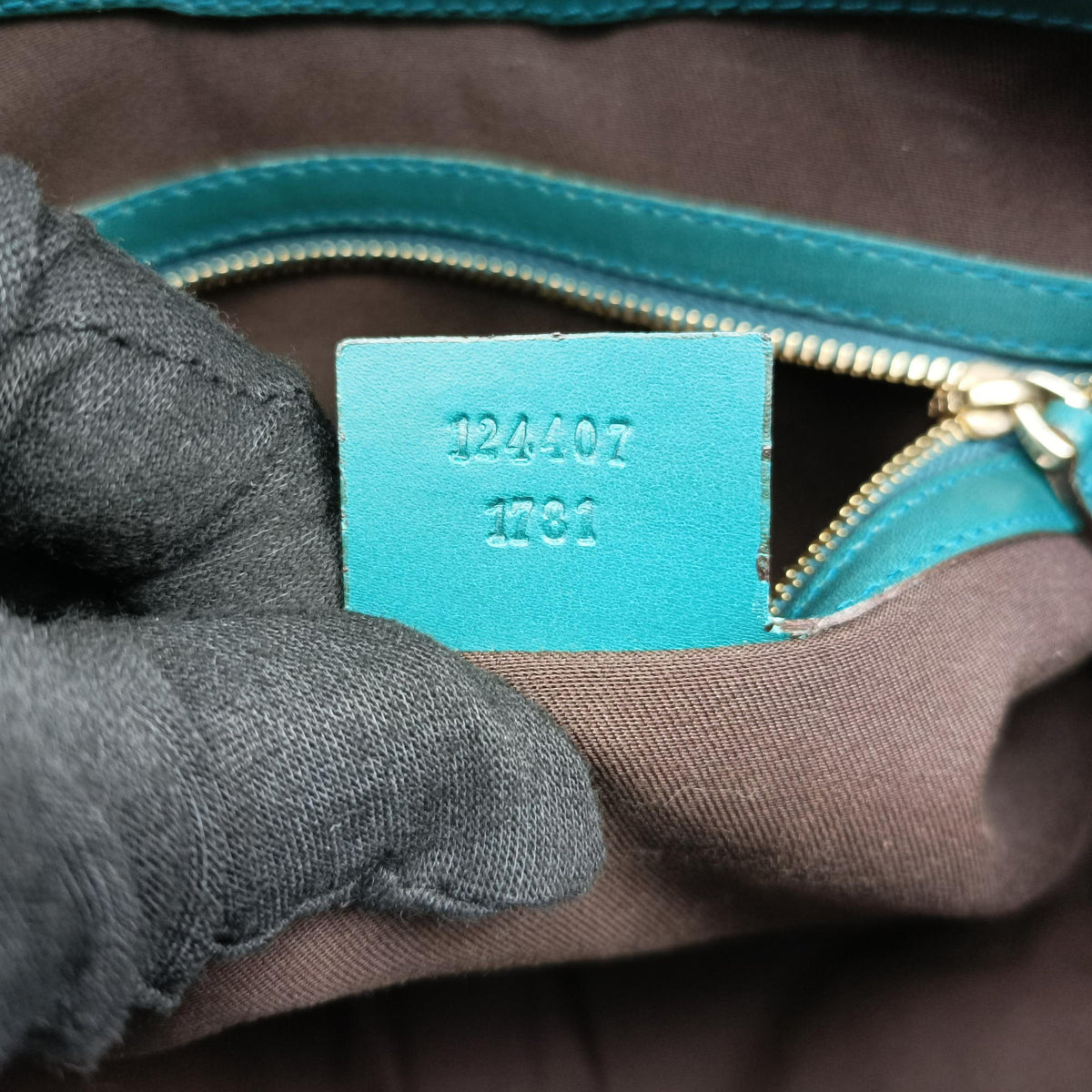 Pre-owned Gucci New Jackie Blue×Green Leather×canvas 124407 shoulderbag | stylenewstar