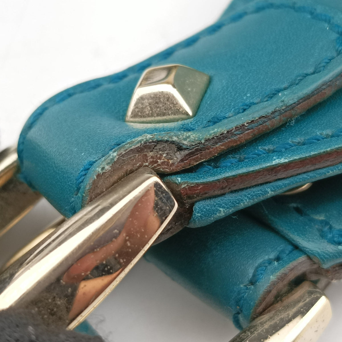 Pre-owned Gucci New Jackie Blue×Green Leather×canvas 124407 shoulderbag | stylenewstar