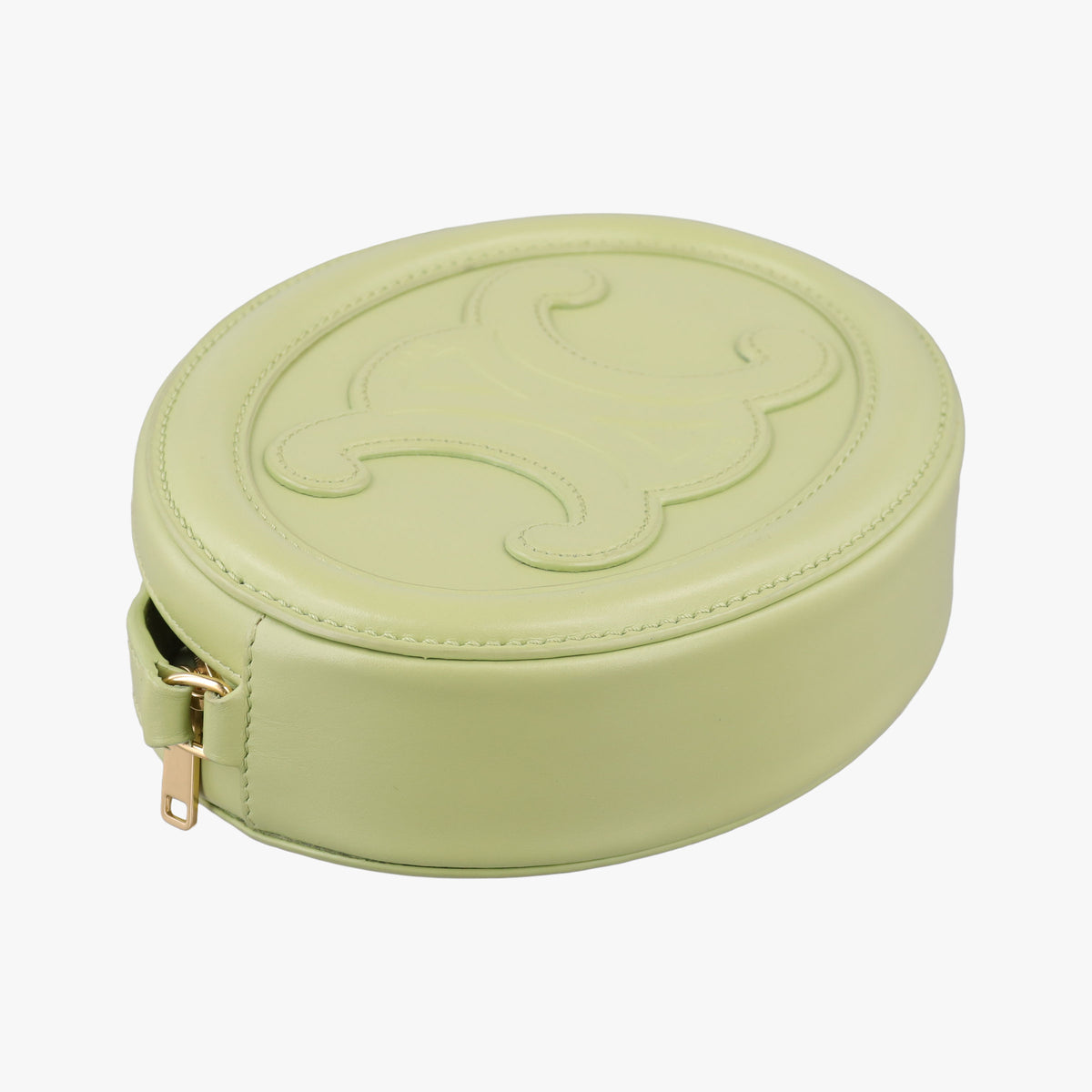Pre-owned Celine Oval Purse Cuir Triomphe Green Leather  shoulderbag | stylenewstar