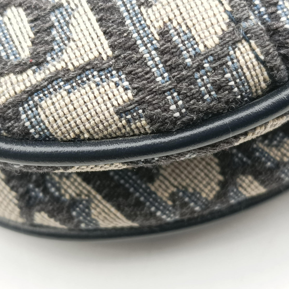 Pre-owned Christian Dior Saddle Navy Jacquard × Leather  handbag | stylenewstar