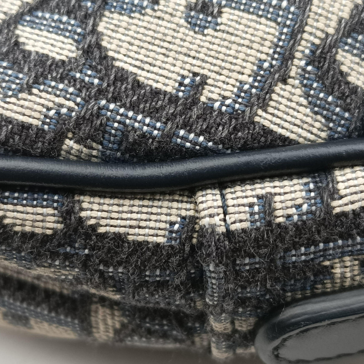 Pre-owned Christian Dior Saddle Navy Jacquard × Leather  handbag | stylenewstar