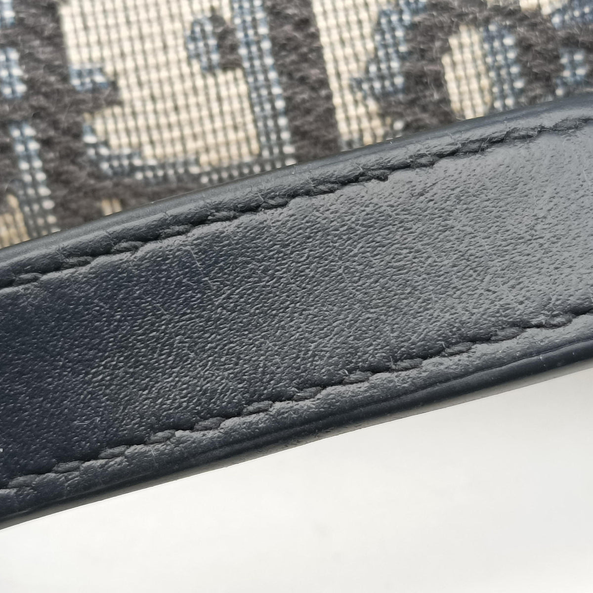 Pre-owned Christian Dior Saddle Navy Jacquard × Leather  handbag | stylenewstar