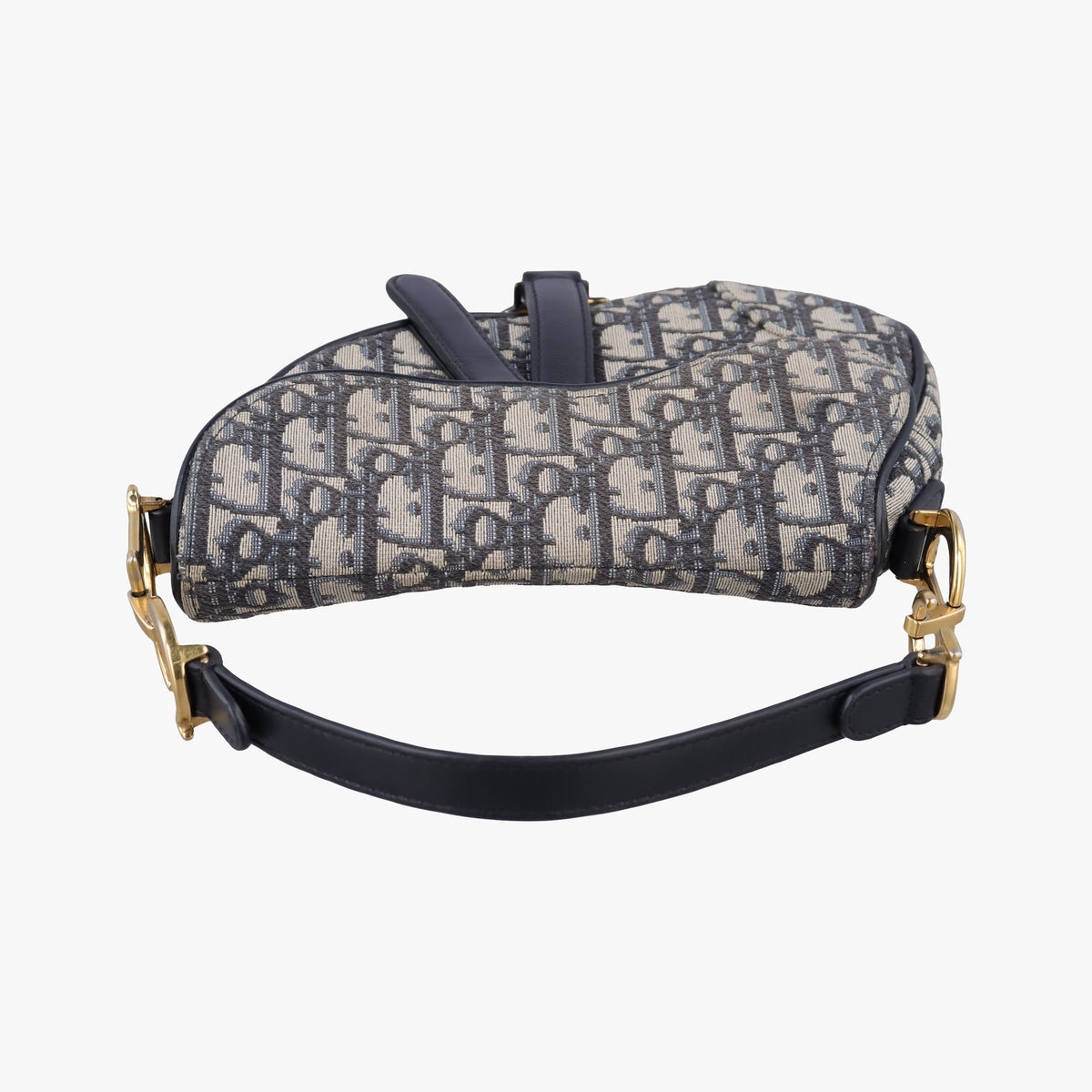 Pre-owned Christian Dior Saddle Navy Jacquard × Leather  handbag | stylenewstar