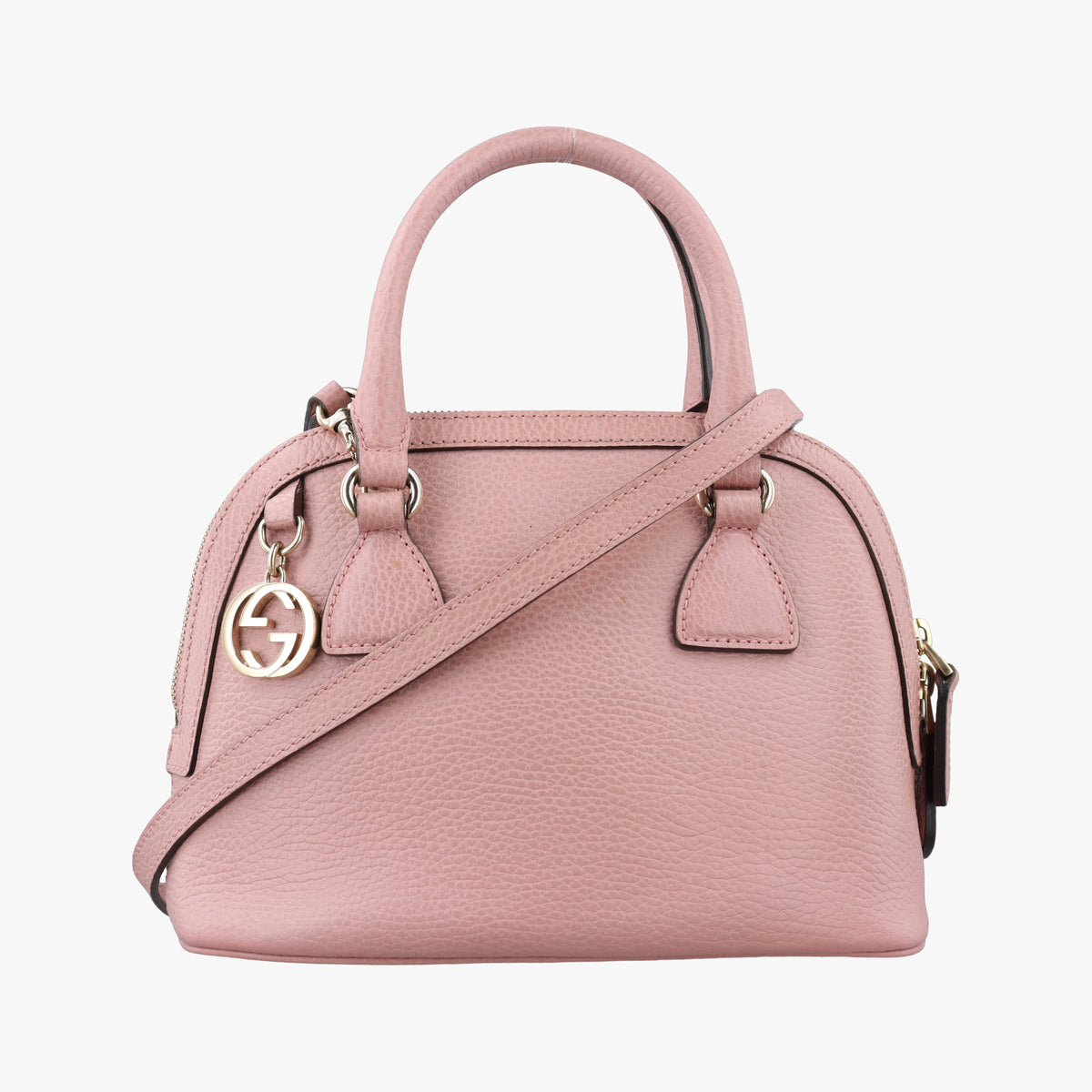 Pre-owned Gucci Interlocking G charm Dome Pink Leather 449661 shoulderbag | stylenewstar