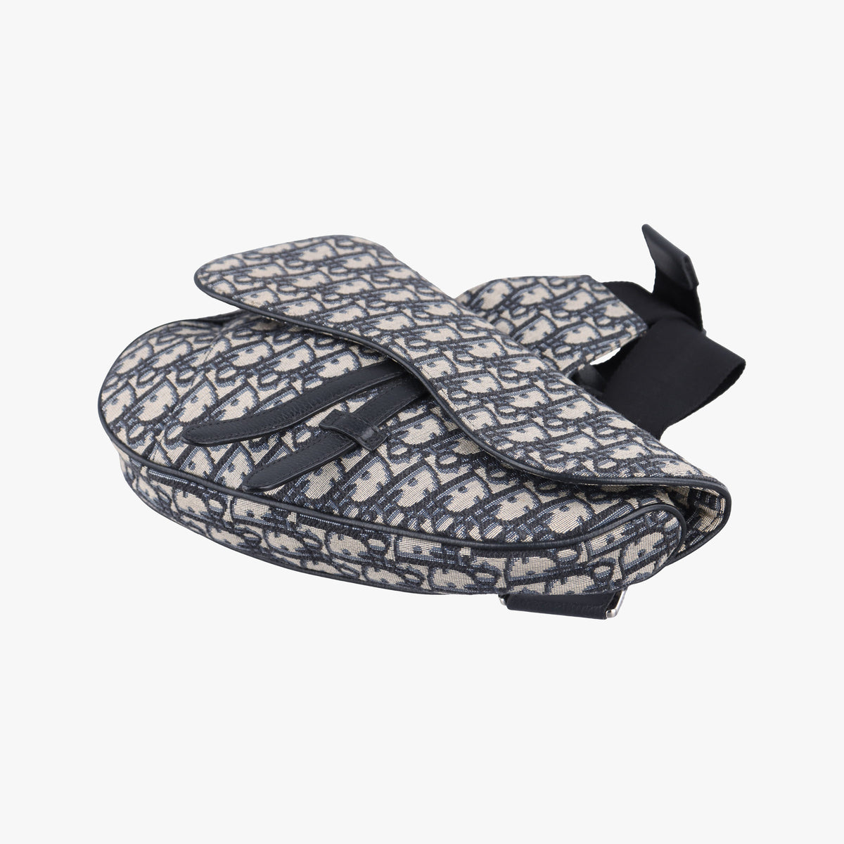 Pre-owned Christian Dior Saddle Navy Jacquard×Leather  bum bag/waist bag | stylenewstar