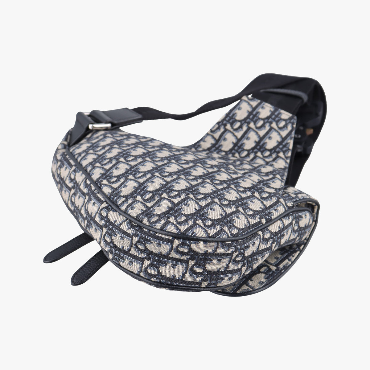 Pre-owned Christian Dior Saddle Navy Jacquard×Leather  bum bag/waist bag | stylenewstar